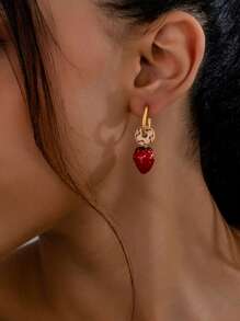 1 Paar Kupfer-Legierung Dual-Trag Makronen Serie Gold-Farbe Email Klee & Geometrische Schlaufen Mode Vielseitig DIY Ohrringe, Muttertags Geschenk