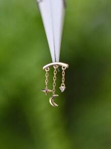 1Pc Star Moon Pendant 925 Sterling Silver Earring For Women Classic Hypoallergenic Minimalist Gift For Her Wedding Party Fine Jewelry