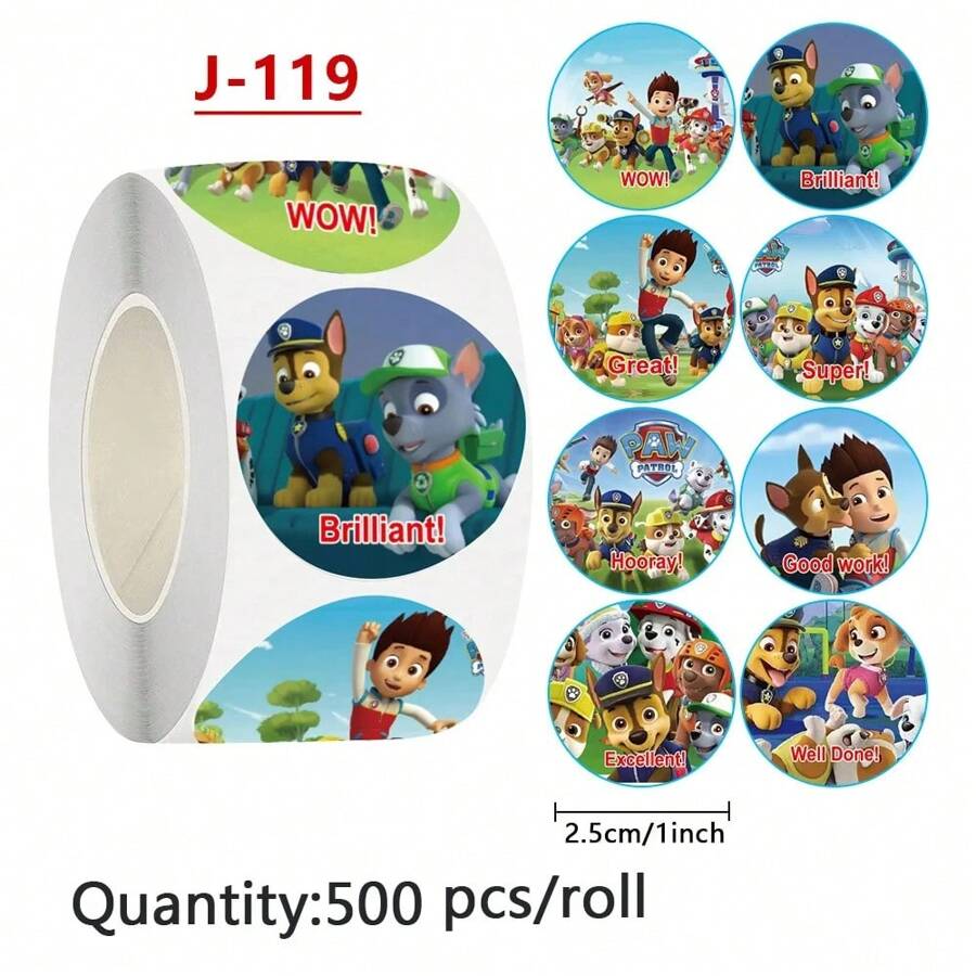 Paw Patrol 500PCS PAW Patrol sigilare autocolant copii desene animate jucării recompensă DIY papetărie laptop valiza Notebook decals decorare copil jucărie petrecere de ziua de naștere cadouri
