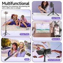 TOKQI 52,8 Zoll Selfie-Stick Smartphone Stativ mit kabellosem Fernbedienung, tragbar, leicht, ausziehbares Smartphone Stativ (Schwarz)