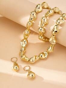 1 Set vintage eleganter geometrischer unregelmäßiger Perlenkette, Armband und Ohrringe, Luxus-Geschenk für Frauen