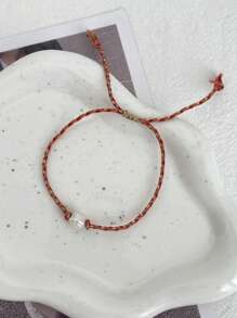 1 pieza Pulsera trenzada con perla de agua dulce irregular, elegante y sencilla, de estilo bohemio, para mujer, hermana, pareja, regalo de graduación, adecuada para uso diario, deportes, commute, citas, fiestas, vacaciones de verano en la playa
