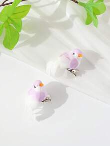 2pcs Girls Cute Lovely Fresh Small Bird Feather Decor Side Clip Hair Accessories - Bird Hairpin - View 12