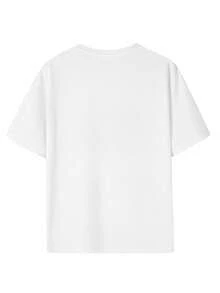 200g Pure Cotton T-Shirt 2025 Summer Ladies New Short Sleeve Pure Cotton Holiday Pattern Short Sleeve Round Neck Couple Wear Small Shirt Tops - 白色 - 查看 2