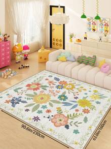 1 Piece Spring Colorful Faux Cashmere Living Room Carpet With Floral Pattern. Soft And Fluffy Area Rugs For Bedroom, Pink Home Decoration, Comfortable To The Touch, Non-Slip Washable Foldable Area Rug. It Can Be Used As Living Room Rug, Bedroom Rug, Hallway Doormat, Suitable For Different Seasons And Various Occasions In Spring, Summer, Autumn And Winter.