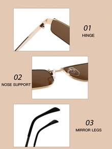 1 件朋克风格简约方形小框 Y2K 时尚女士时尚眼镜，街头时尚复古金属框架黑色时尚眼镜，带旅行海滩派对节日配饰学院风，适合返校几何形状 - 彩色 - 查看 8