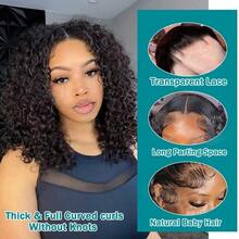 200% Dichte 13*4 Glueless Perücken aus Echthaar-Mischung, vorgerupft, tiefe Lockenwelle, Lace Front Perücken, vorgerupft HD Lace Front Perücken, tiefe Welle, gebleichte Knoten, Lace Closure Perücken, Echthaar-Mischung 200% Dichte, 10-14 Zoll Bob Perücke