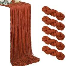 1/2/5/10 Pcs Red Pleated Cheesecloth Table Runner Perfect For Wedding Birthday Babe Shower Party Room Table Decoration, Wedding Anniversary And Banquets Party Supplies, New Year 2025 Christmas Gauze Table Cover Table Flag