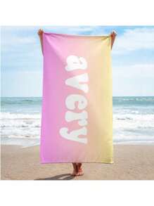 1pc Personalized Text Custom Ombre Beach Towel, Super Absorbent Swimming Towel, Comfortable Beach Blanket, Fashionable Pool Towel, Exquisite Yoga Mat, Beach Accessory, Holiday Essential Gift For Mother's Day, For Birthdays, For Ren's Day, For Father's Day, For Graduation, For Weddings, For Housewarming Bathroom, Living Room, Bedroom, Home Summer Bathroom DecorTravel Essentials Travel Accessories Beach Essentials