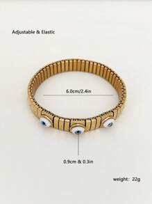 1 pieza Brazalete minimalista de moda y colorido de acero inoxidable con motivo de ojo, de talla ajustable adecuado para hombres y mujeres, para uso casual y fiesta