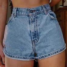 Women's Waist Denim Shorts Summer Casual Baggy Denim Shorts With Pockets, Vintage Denim Shorts With Multiple Bags, Embroidered Shorts - 淺色水洗藍 - 查看 2