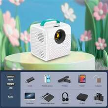 BDQ Mini Projector, Small Movie Projector, HD Portable Smart Projector720P Video Analysis Play Movies,  Holiday Gift Ldea-USB Interface, Compatible With Wired Connection Smartphones,Laptops - 美規A型插(110-127V) - 查看 2