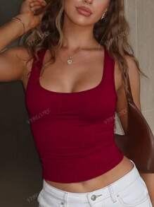 Women Casual Solid Slim Spring Summer Streetwear Daily Vacation Sexy Tank Crop Top