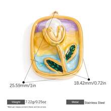 不锈钢 18K 镀金油滴花园心形甜美粉色珠宝制作吊坠套装，适合 DIY 项链、手链、耳环