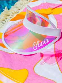 Personalized Monogrammed Holographic Beach Hats, Custom Bachelorette Party Gift Hats, Last Minute Swing Gifts, Pool Malibu Beach Hats, Custom Bridesmaid Sun Hats, Custom Ladies Sun Hats, Custom Beach Hats