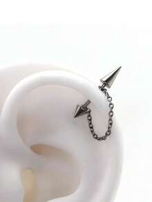 1PC Spike Helix Earring With Removable Chain Stainless Steel Earrings Helix Piercing Cartilage Piercing Gift Jewelry Punk Style Body Jewlry