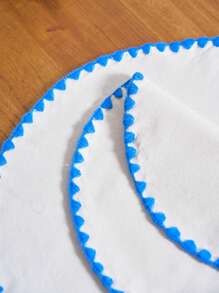 1/4/6/12 piezas Manteles individuales redondos con bordado de conchas marinas azules, decoración para el hogar y la cocina, manteles de mesa de comedor antideslizantes para tazas, vasos y platos para decoración de fiestas, cumpleaños y banquetes