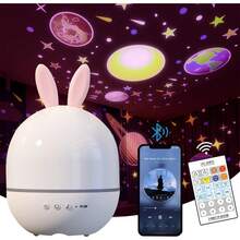 Star Projector Night Light For Kids Bedroom,Ceiling Projector Lamp For Girls Boys Toddles,Baby Night Light And Sound Machine, Remote Control,15 Sets Of Films, Nursery Light,Room Decor - con thỏ - Xem 1
