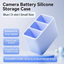 Llano 3-Slot Camera Battery Silicone Storage Case Shockproof Drop-Resistant Universal Fit For NP-FW50, NP-W126S, LP-E17, EN-EL25, Etc.