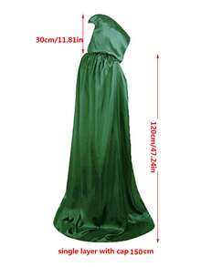 万圣节连帽斗篷披风，单层，尺寸可选120厘米/150厘米/170厘米/195厘米/215厘米，适合成人扮演女巫、吸血鬼、巫师、恶魔等角色，可用于万圣节、化装舞会、派对、夜店等场合。 - 彩色 - 查看 29