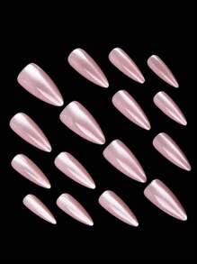 Transform Your Nails With 72pcs Long Stiletto French Style Modern Classic Simple Blue Aurora Gradient Solid Color Laser High Gloss Metallic Mirror,Pink Cateye Full Cover Fake Press On Nail Kit For Daily Wear And Party Will Give You Look A Cool