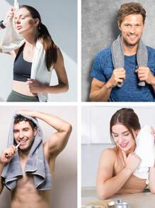 Customized Towels With Name Embroidered, Personalzed Monogram Names, Initials Towel Set Cotton Color In Gray White Various Set Options, Suitable For Bath Room, Spa, Wedding Gift,Father's Day Gifts,Towels For Wedding,Garden,Camping,Travel,Towel Set For Bridesmaid Gifts,Travel Essentials