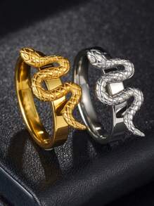 1 Pc Stainless Steel Snake Retangle Rings For Men Women Minimalist 5MM Wide Finger Rings Wedding Couple Jewelry Gift Hot