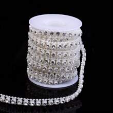 3 Yards/Roll ABS Faux Pearl Rhinestone Chain, Bridal Dress Accessory, Party Decorative Chain, Elegant Bracelet & Necklace Making Faux Pearl Chain