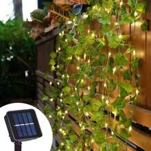 1 Stück, 2m/6,56ft 20LEDs, 5m/16,4ft 50LEDs, 10m/32,8ft 100LEDs solarbetriebene Efeu Lichterkette, Grün Blattpfad Lichter, Rasen Lichter, Garten Lichter für Hochzeit, Party, Garten, Camping, Zaun, Park, Fluss, Musikfestival Dekoration, Solar betrieben