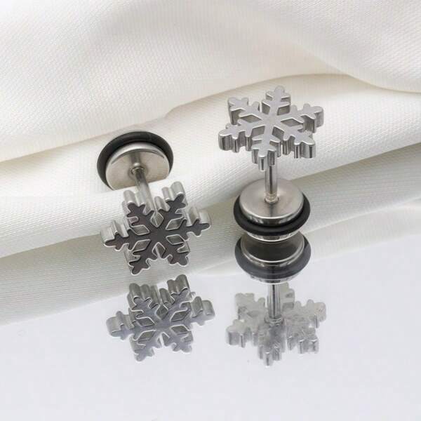 "Everyday Must-Have!Snowflake Hoop Earrings - The Ultimate Casual Accessory For Sweet & Cool Vibes " "Stainless Steel Snowflake Hoop Earrings With Flexible Leather Details - A Versatile Accessory That Flatters All Face Shapes.