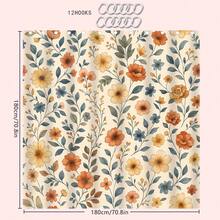 1/4pcs Vintage Flower & Wild Grass Themed Bathroom Set, Including Shower Curtain, Bath Mat, U-Shaped Toilet Lid Cover, Waterproof Shower Curtain For Bathroom Decor, Modern Style Curtain Partition, No Drilling Required, Polyester, Machine Washable Back To School - Multicolor - View 16