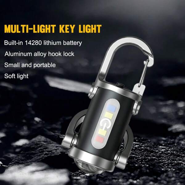 Mini LED COB Flashlight USB Rechargeable Torch Keychain Lamp Portable Pocket Outdoor Camping Working Lantern With Red&Blue Light