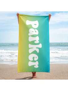 1pc Personalized Text Custom Ombre Beach Towel, Super Absorbent Swimming Towel, Comfortable Beach Blanket, Fashionable Pool Towel, Exquisite Yoga Mat, Beach Accessory, Holiday Essential Gift For Mother's Day, For Birthdays, For Ren's Day, For Father's Day, For Graduation, For Weddings, For Housewarming Bathroom, Living Room, Bedroom, Home Summer Bathroom DecorTravel Essentials Travel Accessories Beach Essentials