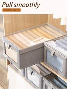 1 pieza Caja de almacenamiento de ropa con tapa, organizador de cajón de armario para ropa y pantalones, caja de visibilidad transparente con capas