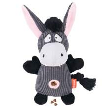 Juguete de peluche de burro con sonido chillón y escondite para comida, juguete para masticar para perros para entretener y ejercitar