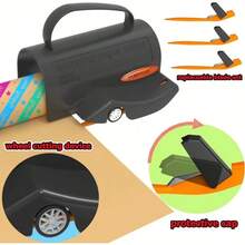 Wrapping Paper Cutter With 3 Replaceable Blade Sets For Birthday Paper GiftWrappingPaper Roll Cutter And Christmas Wrapping Paper Cutter Tool Tube HolderSliddingSlicing.,Christmas,Christmas Paper Cutting,Christmas Packaging Cutting - Grey - View 1