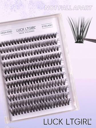 30 Roots 220 Clusters Of Fishtail Segmented Mixed Style Eyelashes,With Longer Curls C Personal DIY Eyelashes Of Different Lengths,Natural Soft Handmade Eyelashes For Everyday Use,Manga Eyelashes For Travel