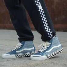 Vans 2026 Spring SK8-HI 138 Checkerboard High-Top Casual Sneakers, Unisex Skateboarding Canvas Shoes VN0A3MV1XGK - Blue - View 1