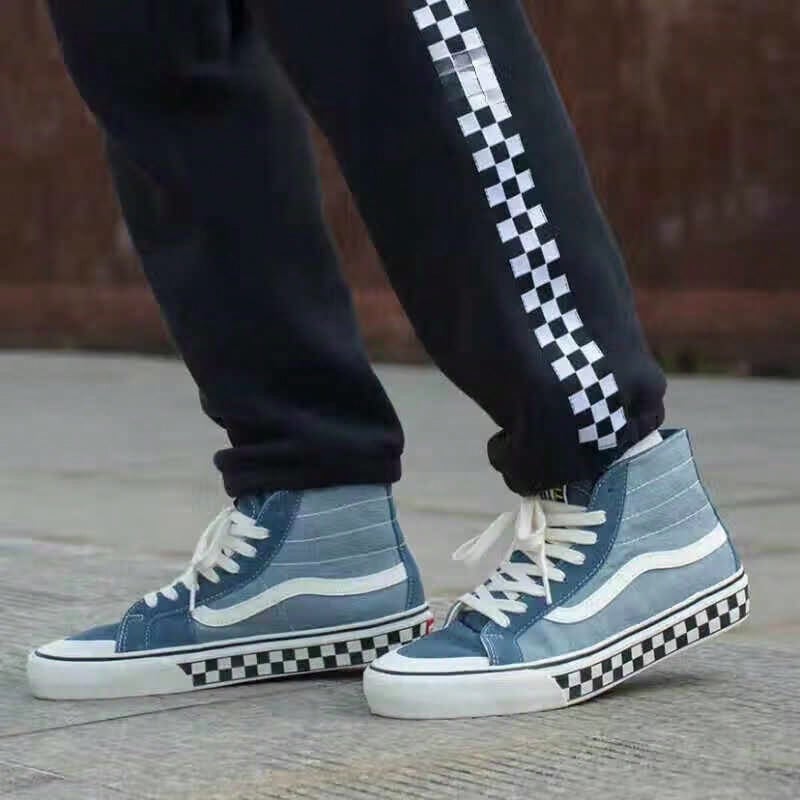 Vans 2026 Spring SK8-HI 138 Checkerboard High-Top Casual Sneakers, Unisex Skateboarding Canvas Shoes VN0A3MV1XGK - Blue - View 1