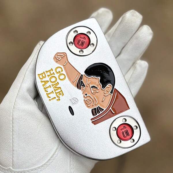 1 Stück interessanter Halbkreis Golfputter mit rutschfestem Griff, 32-36 Zoll mit Anvisierungslinie - Gravitationsdesign für stabiles Putten auf Rechtshänder-Plätzen, mit Kopfabdeckung.