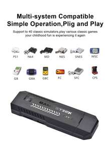 1 Set Of Home TV Game Console Can Be Connected To HD TV Wireless Controller For Two-Player Battle Built-In 40000 Classic Nostalgic Retro Game Arcade Joysticks 40 Simulators Such As PS1/GBA/FC/NES Plug-And-Play Game Box Family Party Interactive Game Stick No Need For Network Games Can Be Archived