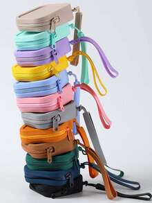 硅胶零钱小方包便携化妆包袋子数据线收纳袋热拉链硬币包多功能硅胶收纳袋口红银行卡耳机收纳袋便捷钥匙包简约款