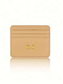 1pc Customized Unisex Casual PU Leather Name Initials Or Icon Mini Wallet, Open Style ID Card Holder For Men/Women - Gift Idea
