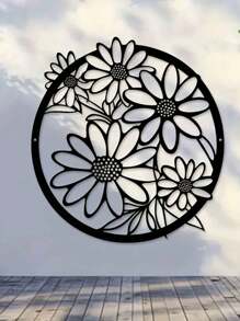 1 Stück Eisen Chrysantheme Wandskulptur - Eisen Blumen Wandkunst Dekoration, Innen Außen Garten Hof Wandkunst, Wohnzimmer Balkon Zaun Akzent