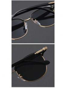 Fashionable Glasses Half Frame Designer Style Men And Women's Unique Temple Design Versatile Single Product Glasses