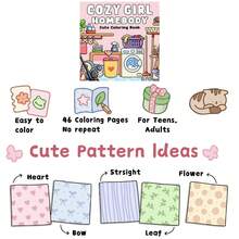 Cozy Girl Homebody Themed Illustrated Coloring Book, Adult Stress Relief Tool, Thick Paper Drawing Book, Relaxation, Anxiety Reduction, Emotional Release, Suitable For Small Gifts, Friends Holiday Leisure, Back To School, School Supplies, Drawing & Painting, Christmas