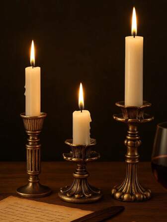 Vintage Black & Gold Candle Holder (Tall / Medium / Short) Retro Metal Candlestick For Home Decor, Romantic Dinner, Wedding Centerpiece, Halloween Accent