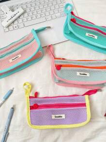 1 pezzo Borsa cosmetica portatile bicolore, borsa trucco alla moda e portatile, borsa trucco da viaggio per ragazze, borsa multifunzionale per rossetti, assorbenti igienici, monete, chiavi, mollette per capelli, scrunchie ecc., borsa per il lavaggio di grande capacità, borsa da viaggio organizer per cosmetici, regalo per la Festa della Mamma, regalo per il ritorno a scuola, regalo di Capodanno