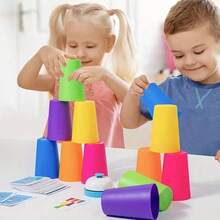 Interactive Two-Player Cup Stacking Game - Rubber Cup Stacking Toy - Enhances Motor Skills And Strategic Ability - Suitable For Classroom Rewards, Party Gifts (Random Accessory Color) - Multicolor - View 4