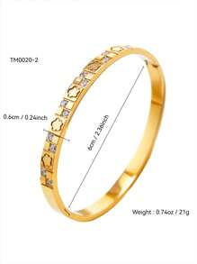 1pc/3pcs Fashion French Luxury Stainless Steel Devil's Eye, Clover, Pentagram Zirconia Bracelet, 18K Gold Plated, Simple & Elegant, Not Discolored Buckle Bangle, Suitable For Women Daily & Date Wearing